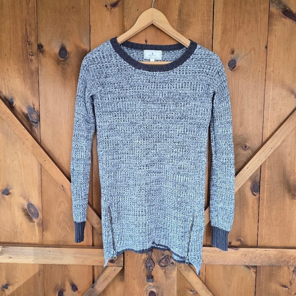 Ruby Moon Gray Marl Tunic Sweater Zip Detail Sharkbite Edge Women S Casual Boho - Picture 2 of 16